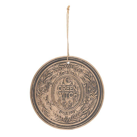 Green Witch Bronze Effect Terracotta Hanging Plaque .This Product has been on display and has no box .Was £8.99 Now £3.99.