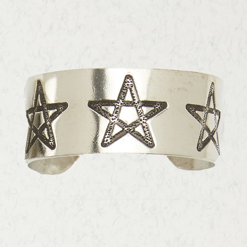 Pewter Cuff Bracelet - Pentagram