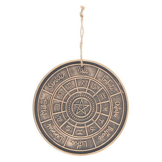 Bronze Pagan Wheel of the Year Hanging Terracotta Plaque .This Product has been on display and has no box. Was £8.99 Now £3.99.