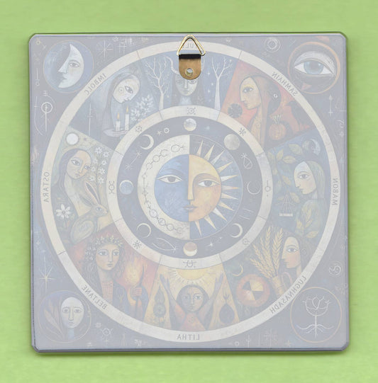 Pagan Wheel of the Year 10cm Glass panel wall decoration