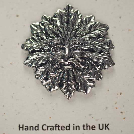 Green Man Pewter Pin Badge
