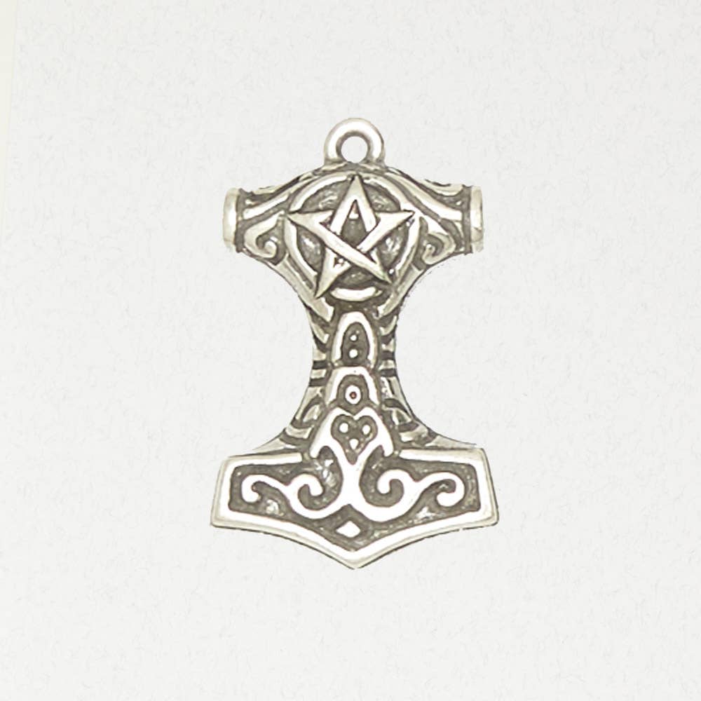 Norse Pewter Pendant Necklace - MJOLNIR comes with a black cord