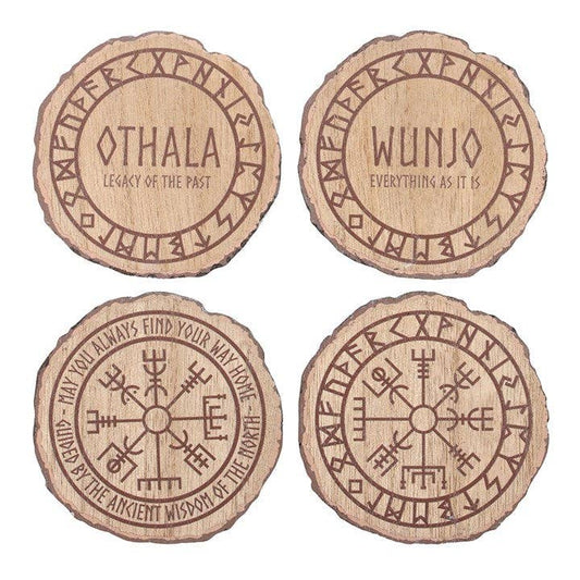 Set of 4 Norse Mythology Wood Slice Coasters