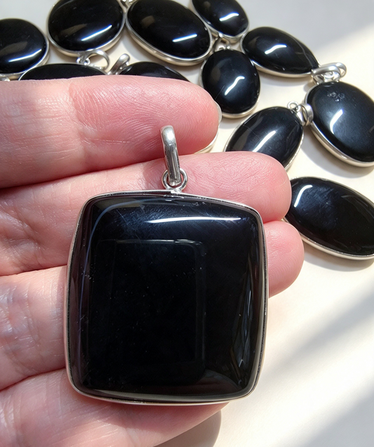 NATURAL ONYX PENDANT Silver plated. Free stainless steel chain. Random Pendant sent.