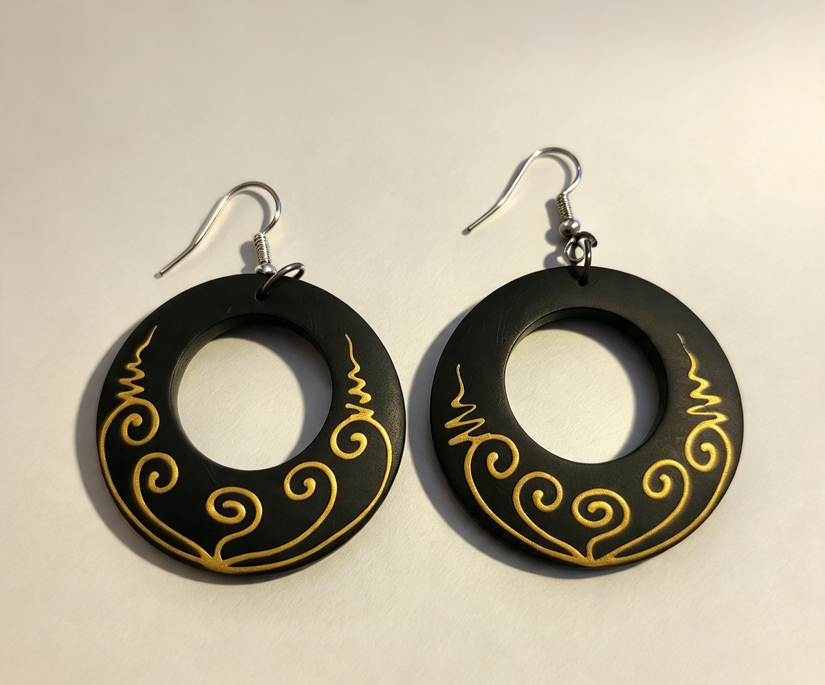 Wooden hand painted earrings sale item