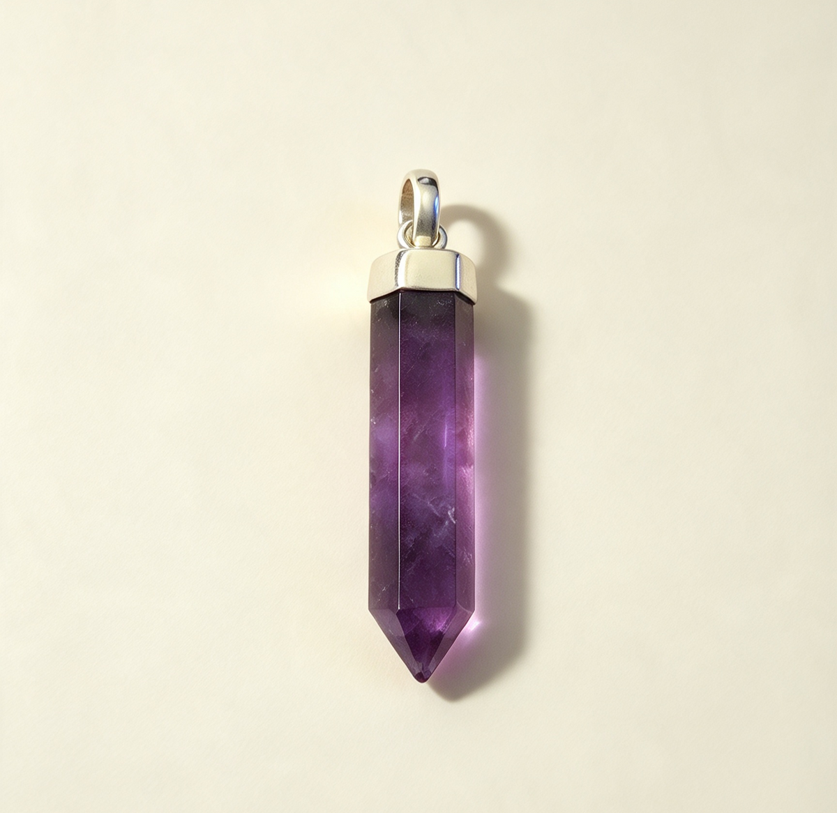 AMETHYST WAND 925 STERLING SILVER PENDANT 4.8cm
