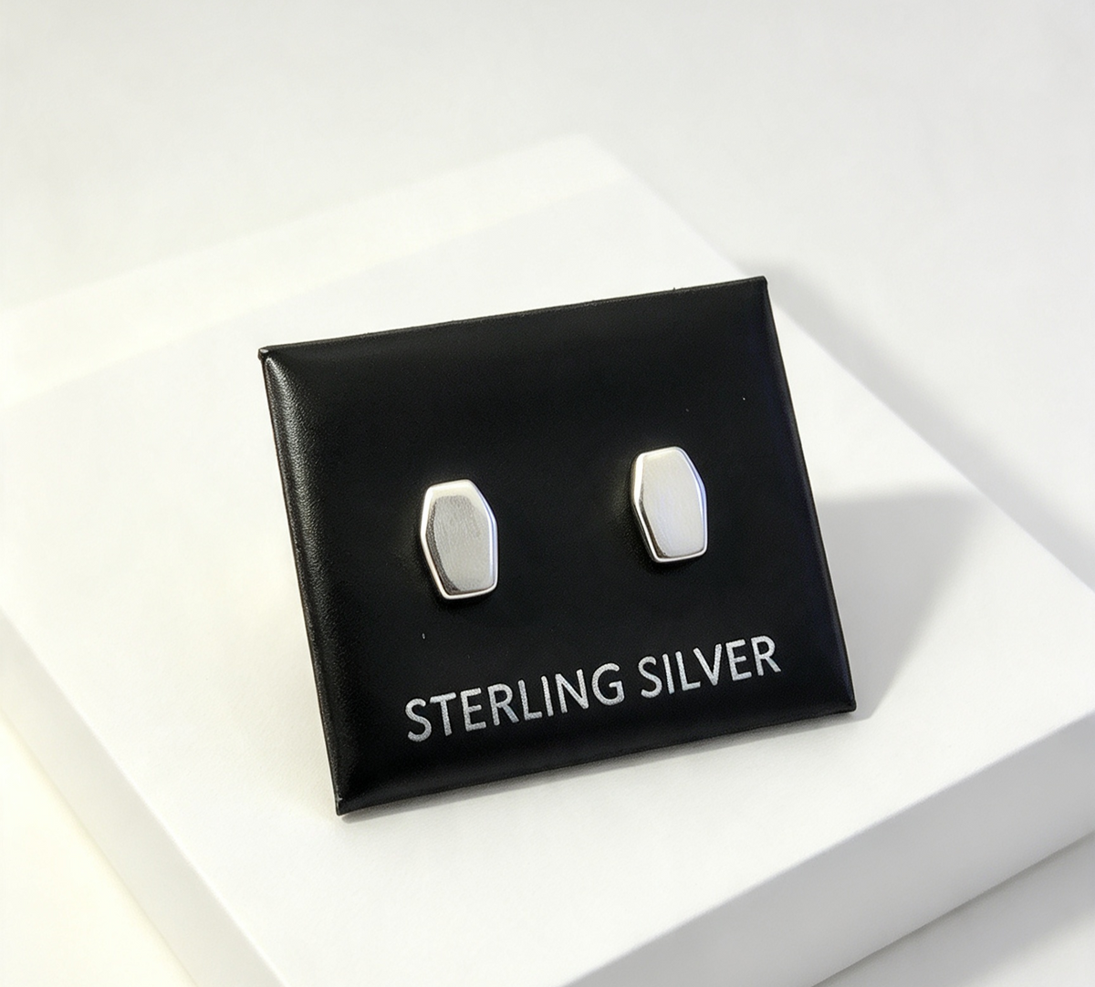 925 sterling Silver coffin stud earrings