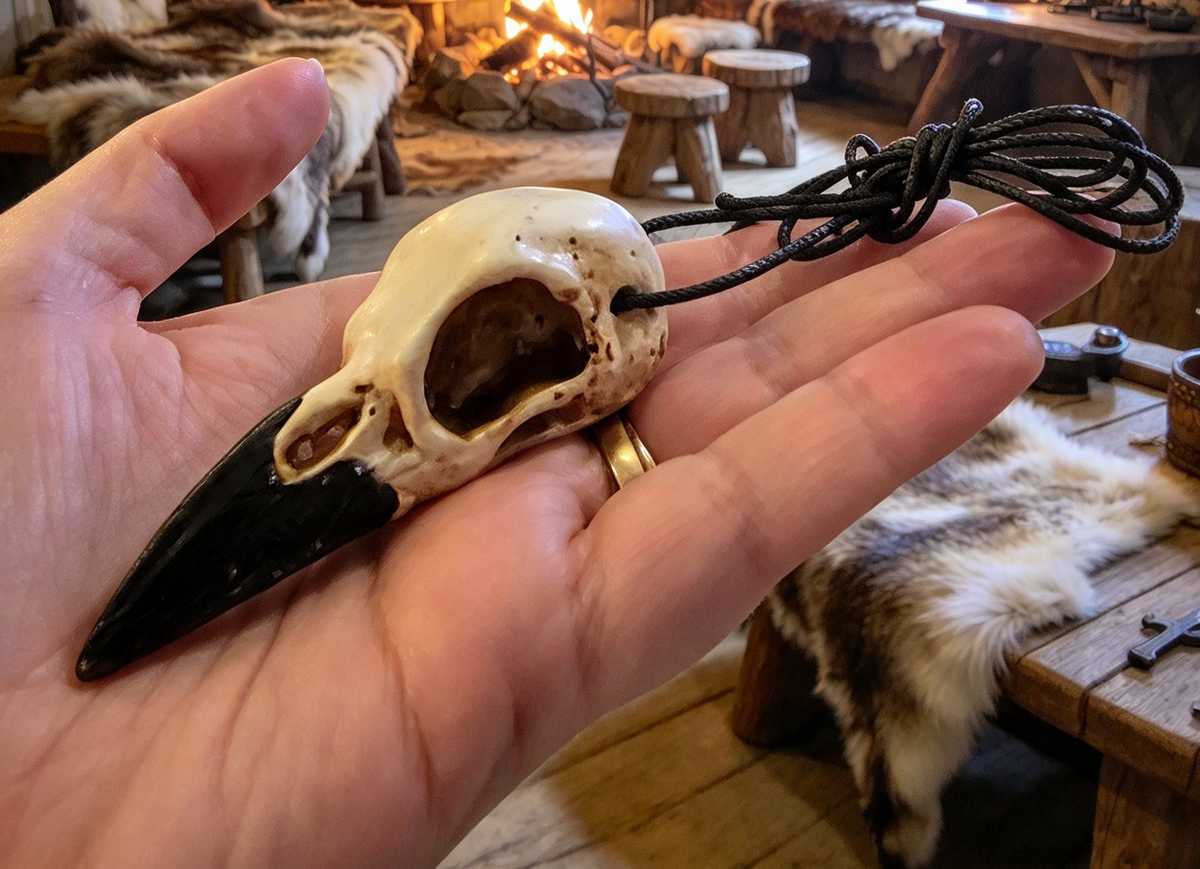 HANDMADE π€ RAVEN SKULL NECKLACE..Each pendant is unique as handmade .