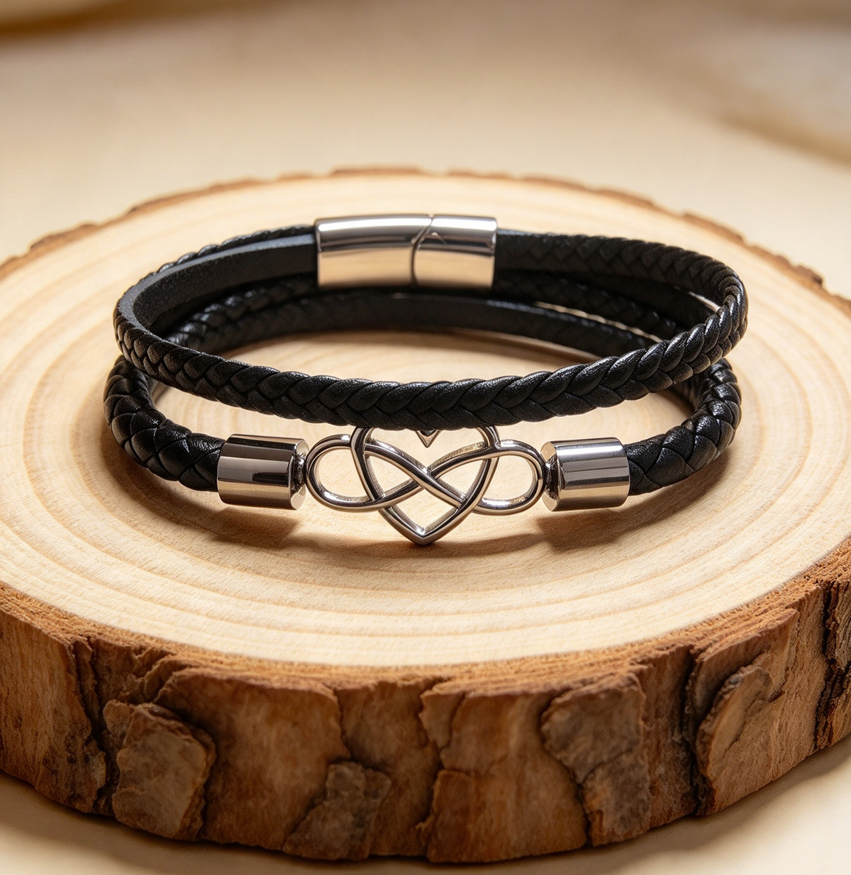 QUALITY STAINLESS STEEL & LEATHER BRACELET
