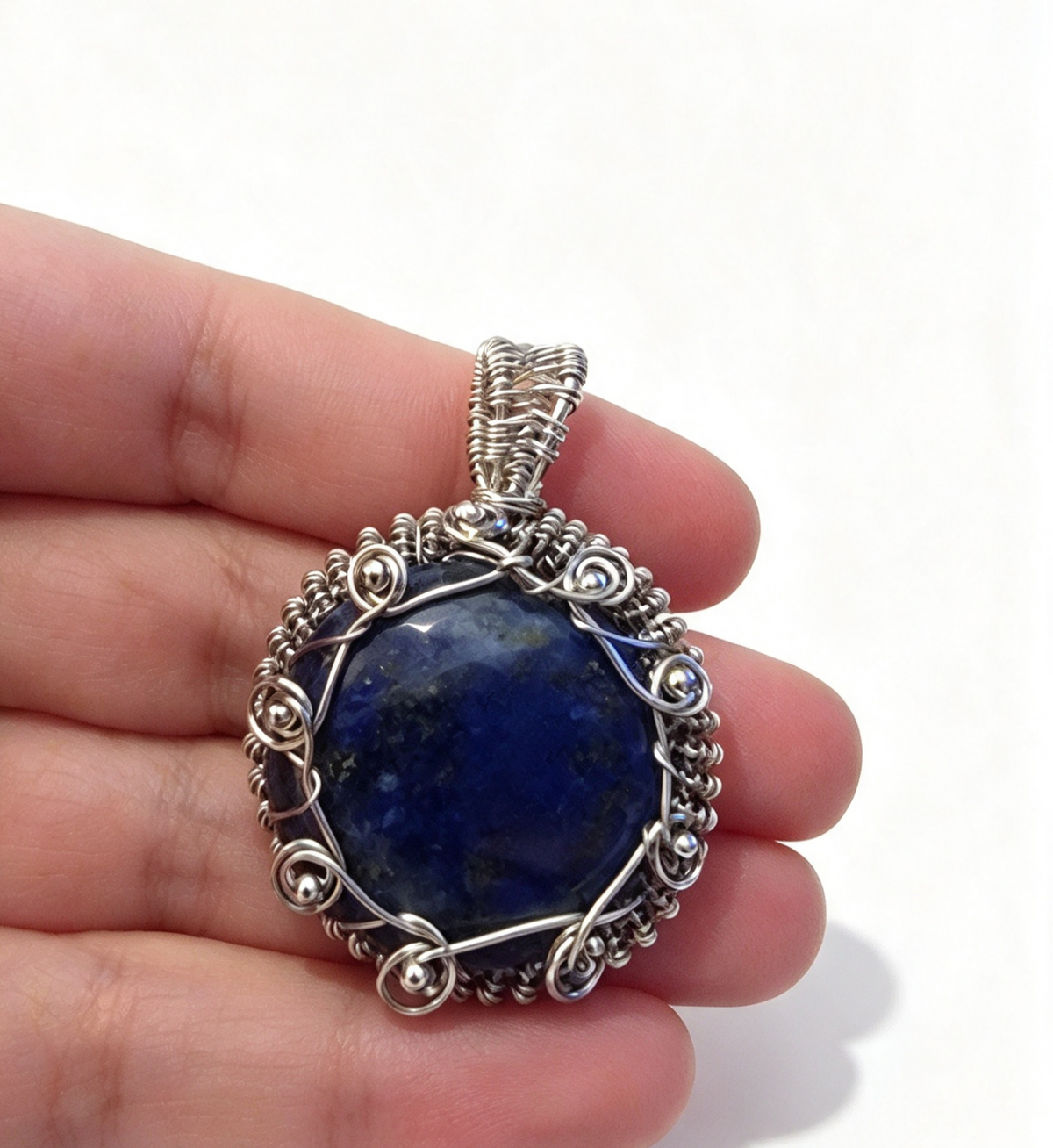 LAPIS Silver plated Pendant free stainless steel chain