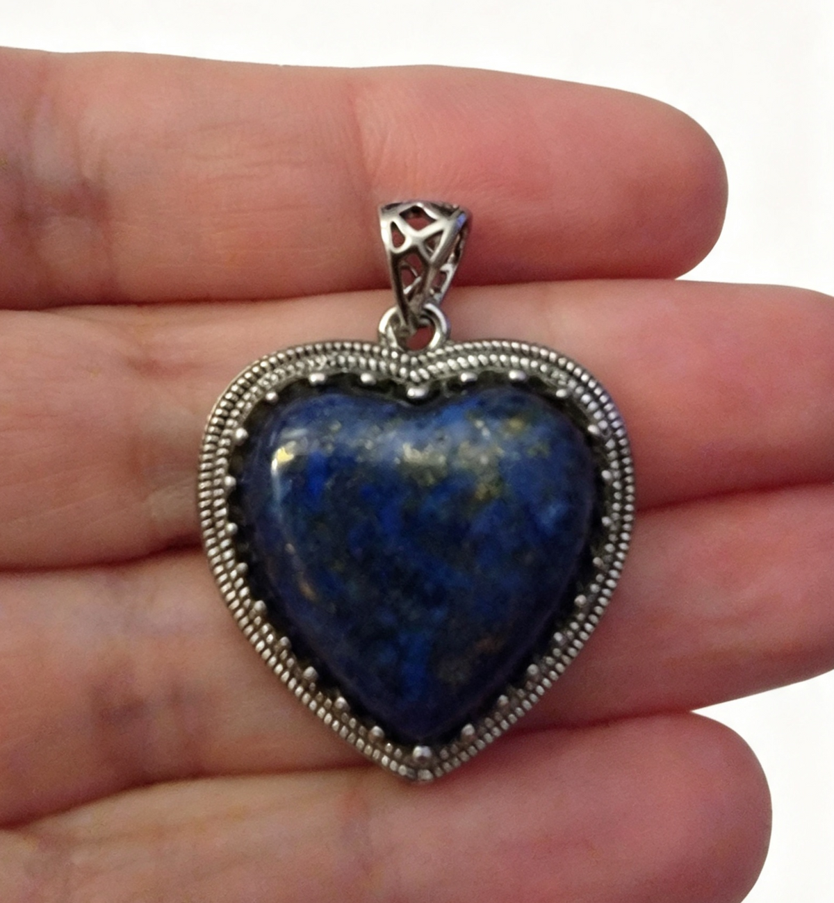 LAPIS Silver plated Pendant free stainless steel chain
