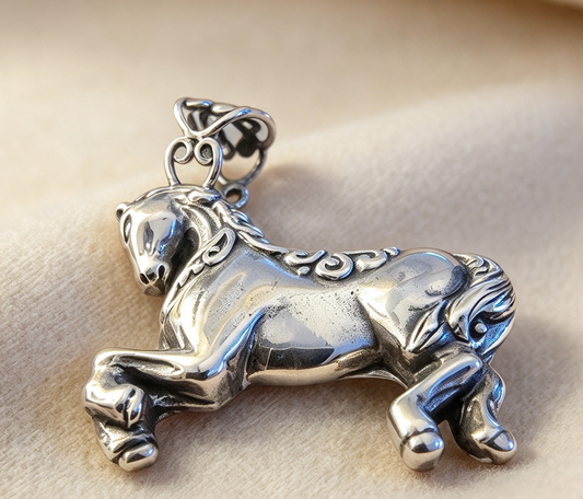 925 Sterling Silver Pendant.. Heavy Celtic Horse 4cm by 3.3cm