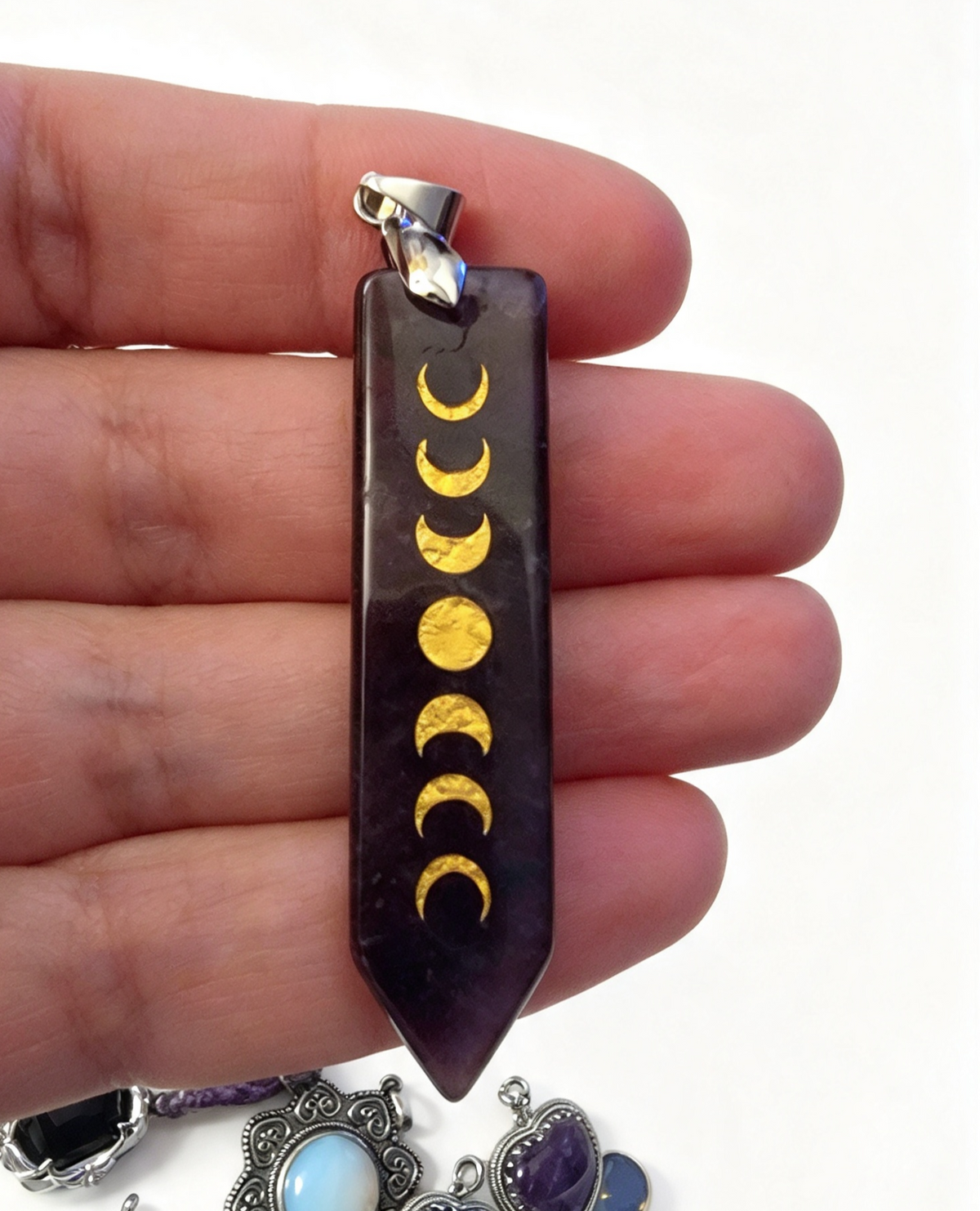 AMETHYST Pendant free stainless steel chain