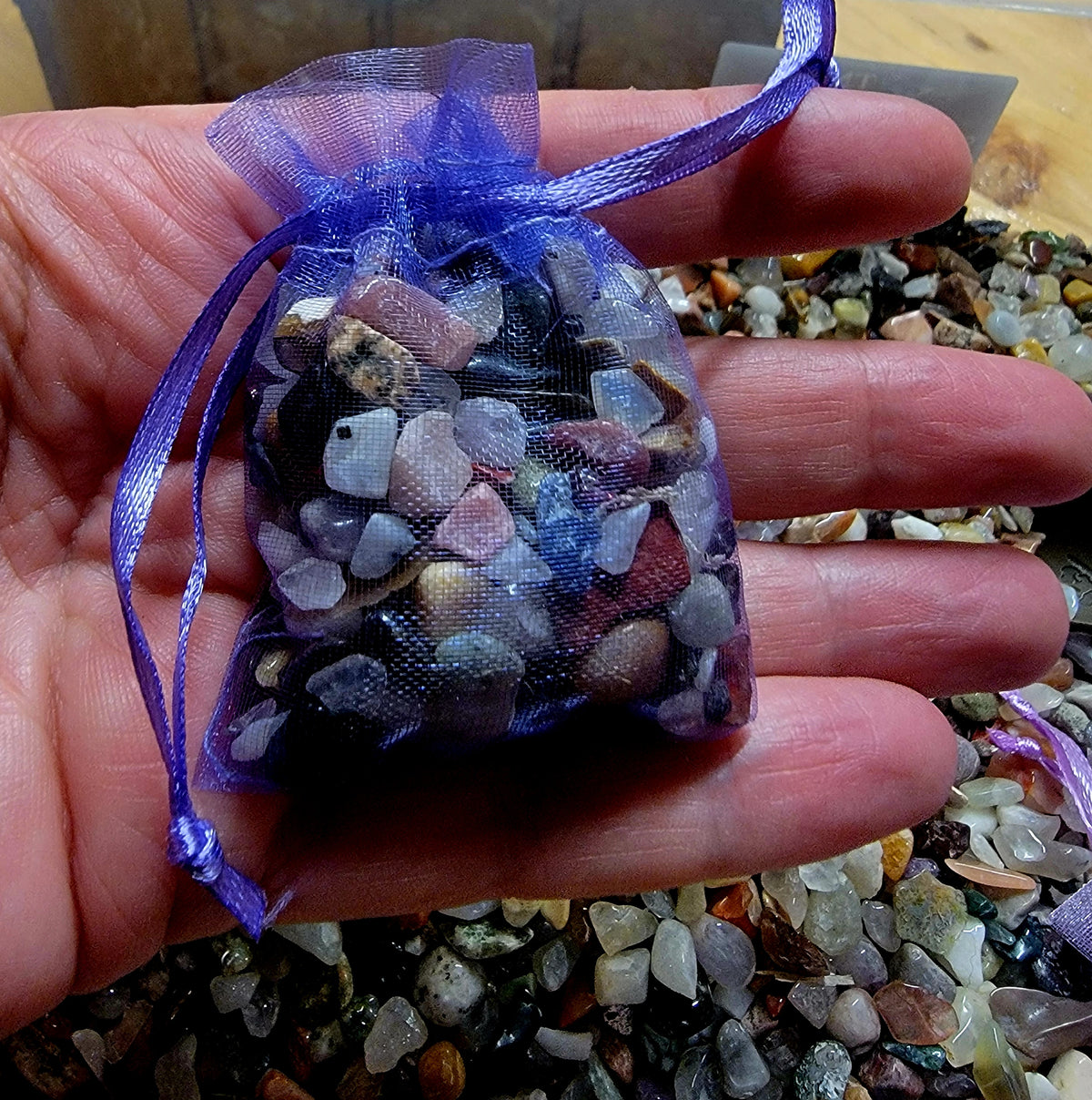 1 BAG OF TEENY WEENY TINY GEMSTONES.