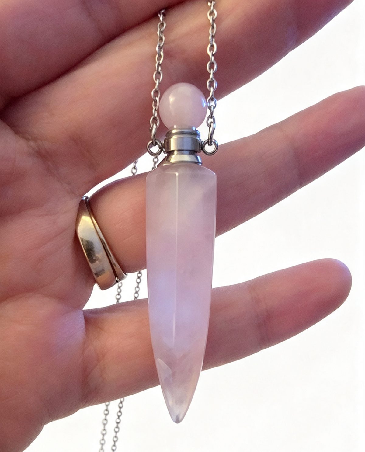ROSE QUARTZ Opening bottle Necklace