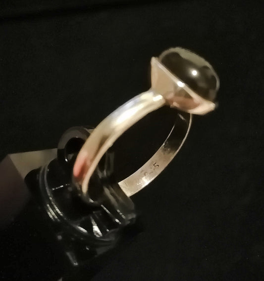 BLACK ONYX RING SIZE R1/2 In 925 sterling silver