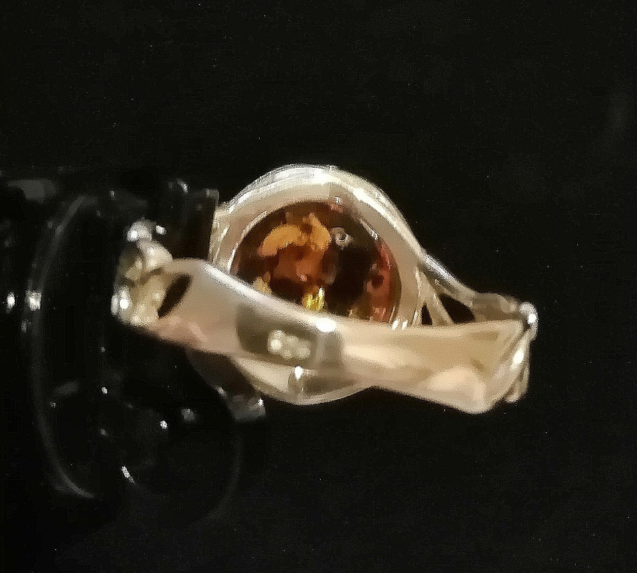 FAUX AMBER RING SIZE R In 925 sterling silver