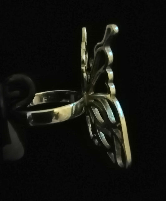 LIFE SIZE BIG BUTTERFLY RING SIZE N1/2 In 925 sterling silver