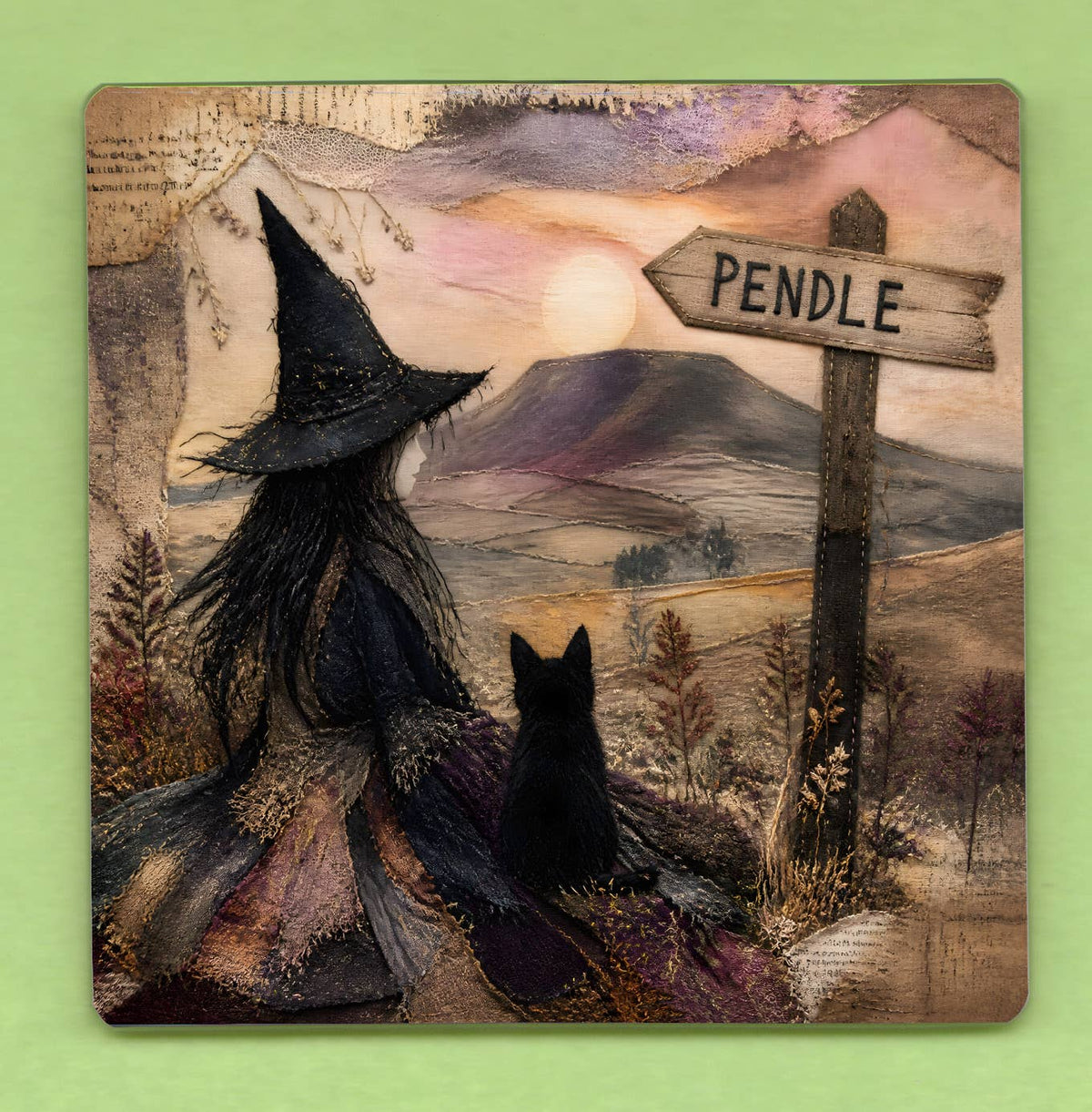 Pendle Witch 10cm Glass panel picture decoration