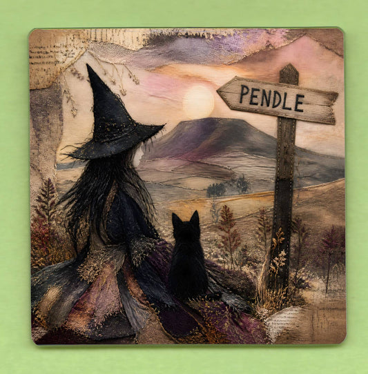 Pendle Witch 10cm Glass panel picture decoration