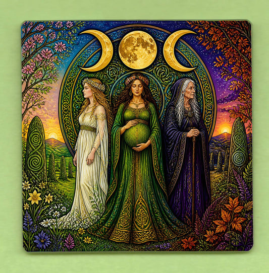Pagan Triple Moon Goddess 10cm Glass panel wall decoration