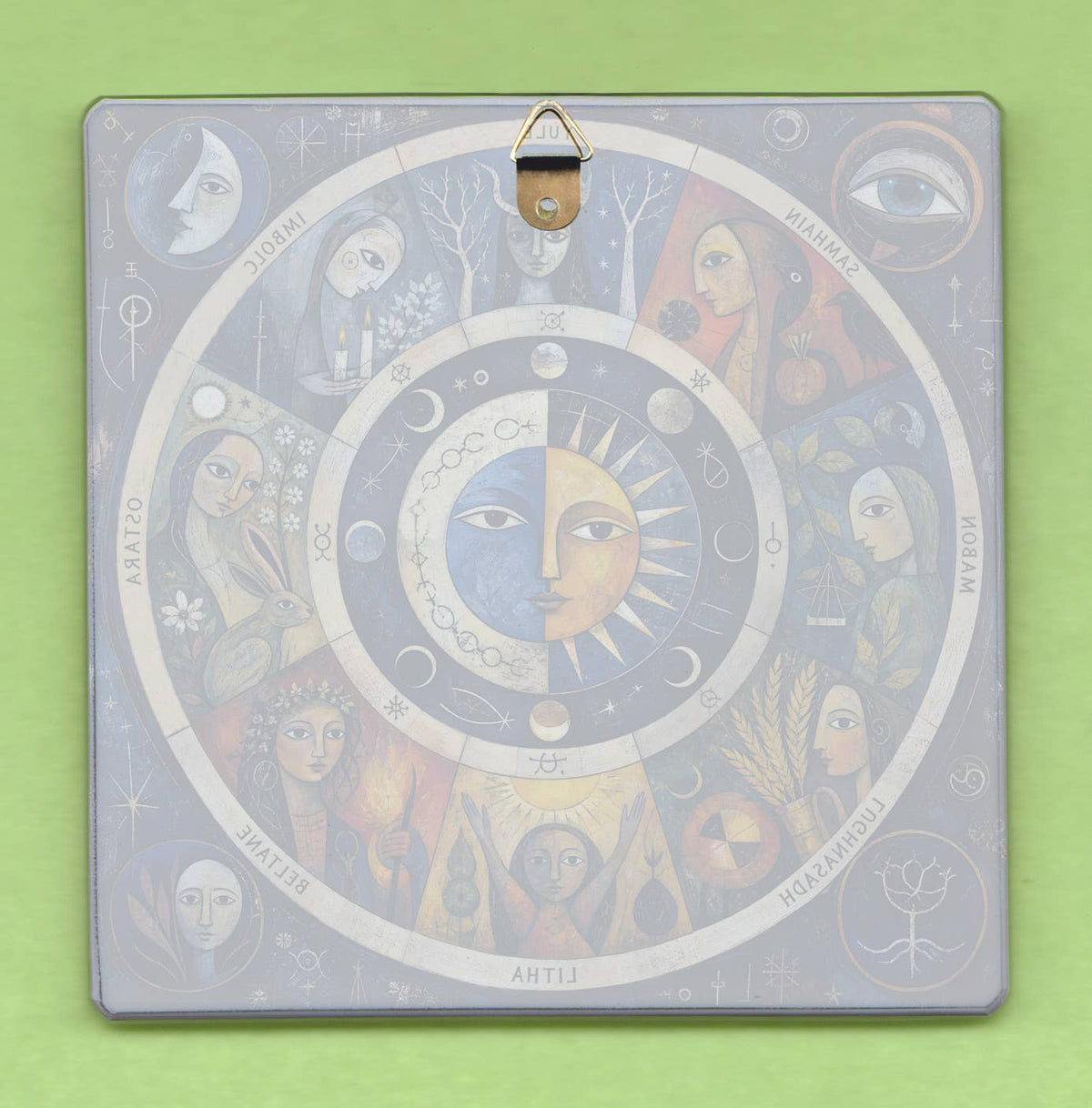 Pagan Wheel of the Year 10cm Glass panel wall decoration