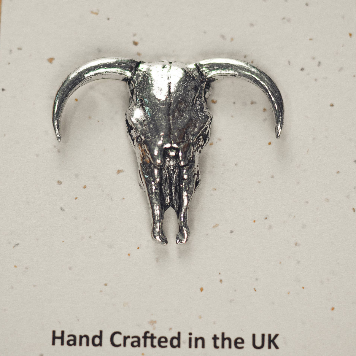 Longhorn Skull Pewter Pin Badge