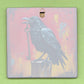 Raven with Key 10cm Glass picture panel with hook