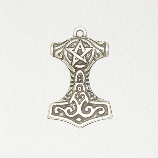 Norse Pewter Pendant Necklace - MJOLNIR comes with a black cord