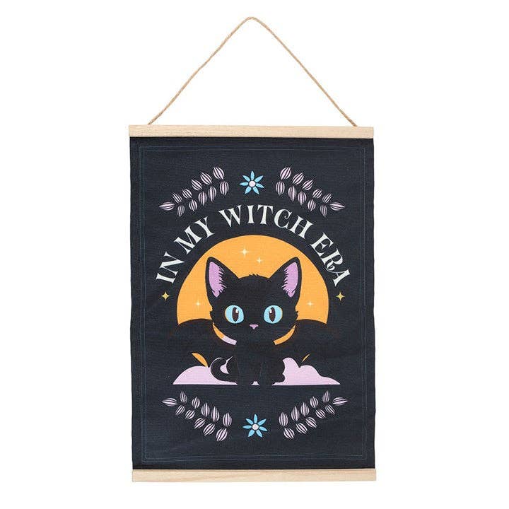 In My Witch Era Black Bat Cat Fabric Wall Hanging