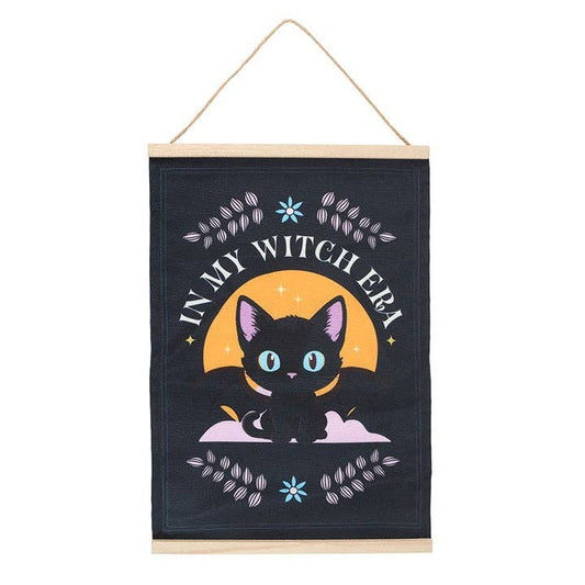 In My Witch Era Black Bat Cat Fabric Wall Hanging
