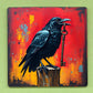 Raven with Key 10cm Glass picture panel with hook