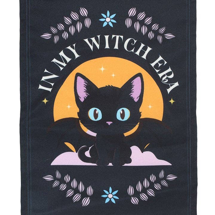 In My Witch Era Black Bat Cat Fabric Wall Hanging
