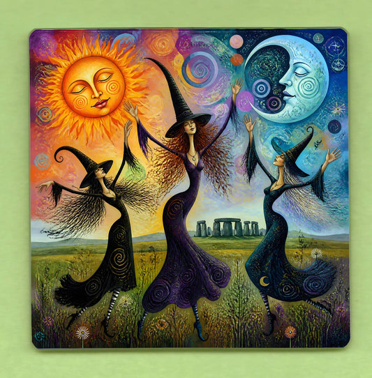 Stonehenge Witches 10cm Glass panel picture wall decoration