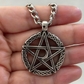 STAINLESS STEEL CELTIC PENTAGRAM & MOON PENDANT FREE STAINLESS STEEL CHAIN.