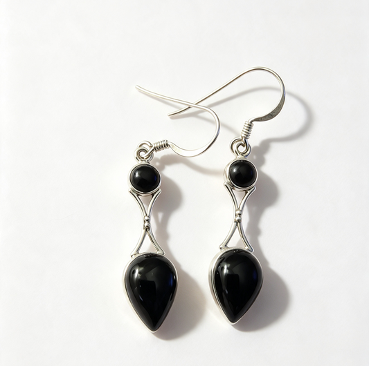 925 sterling Silver ONYX earrings
