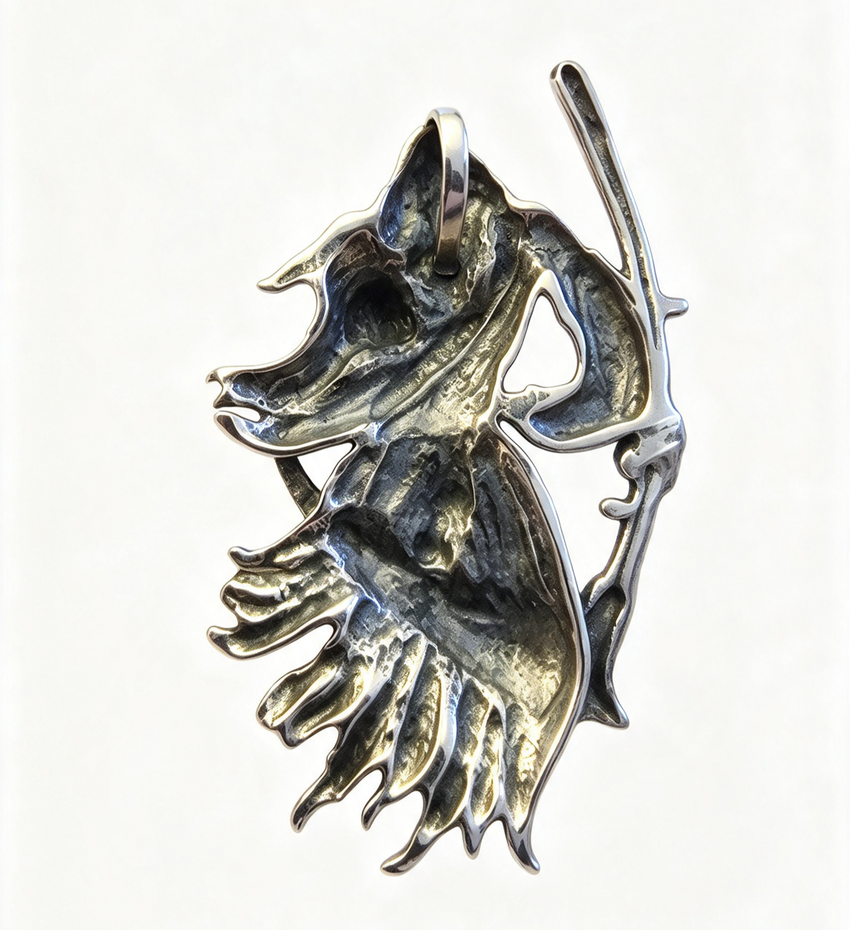 925 Sterling Silver Pendant .Grim Reaper,Death Caller, 5cm by 3.3cm
