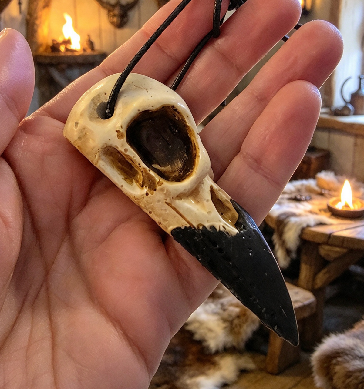 HANDMADE 🖤 RAVEN SKULL NECKLACE..Each pendant is unique as handmade .