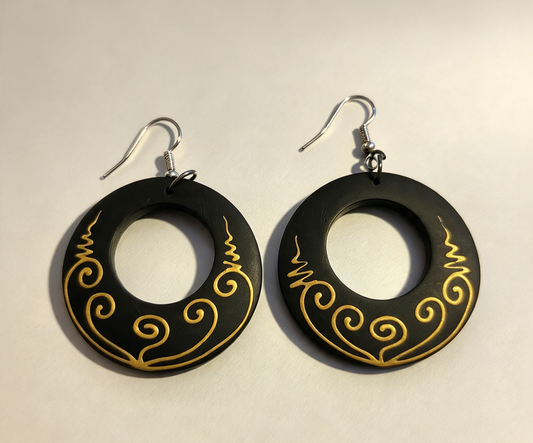 Wooden hand painted earrings sale item