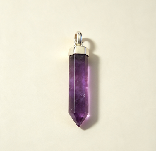 AMETHYST WAND 925 STERLING SILVER PENDANT 4.8cm