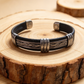 MAGNETIC LEATHER & ALLOY CUFF BRACELET