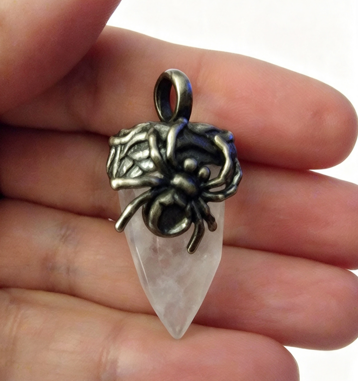 QUARTZ Silver plated Pendant free stainless steel chain