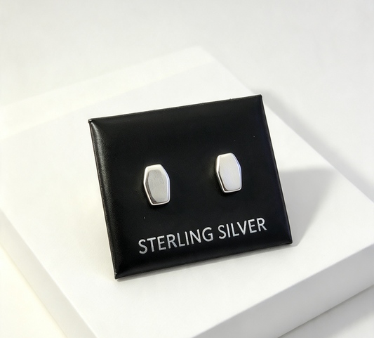 925 sterling Silver coffin stud earrings