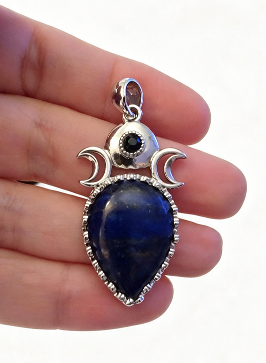 LAPIS Silver plated Pendant free stainless steel chain