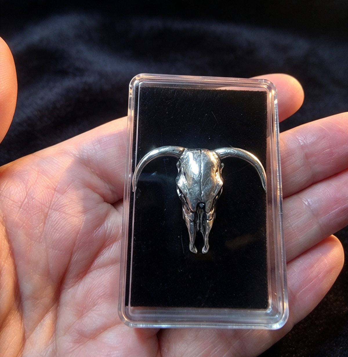 Longhorn Skull Pewter Pin Badge