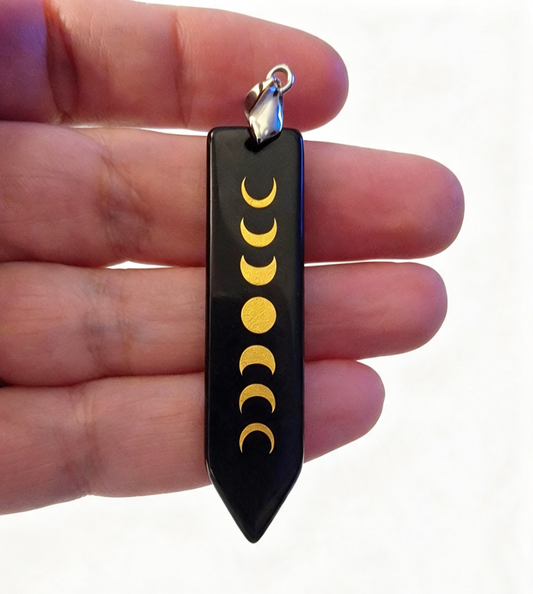 OBSIDIAN Pendant free stainless steel chain