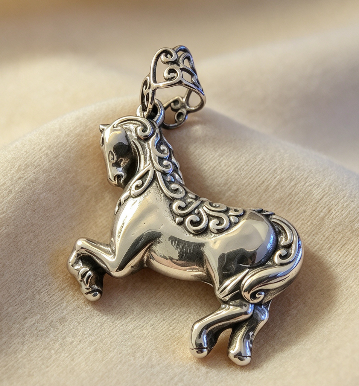925 Sterling Silver Pendant.. Heavy Celtic Horse 4cm by 3.3cm