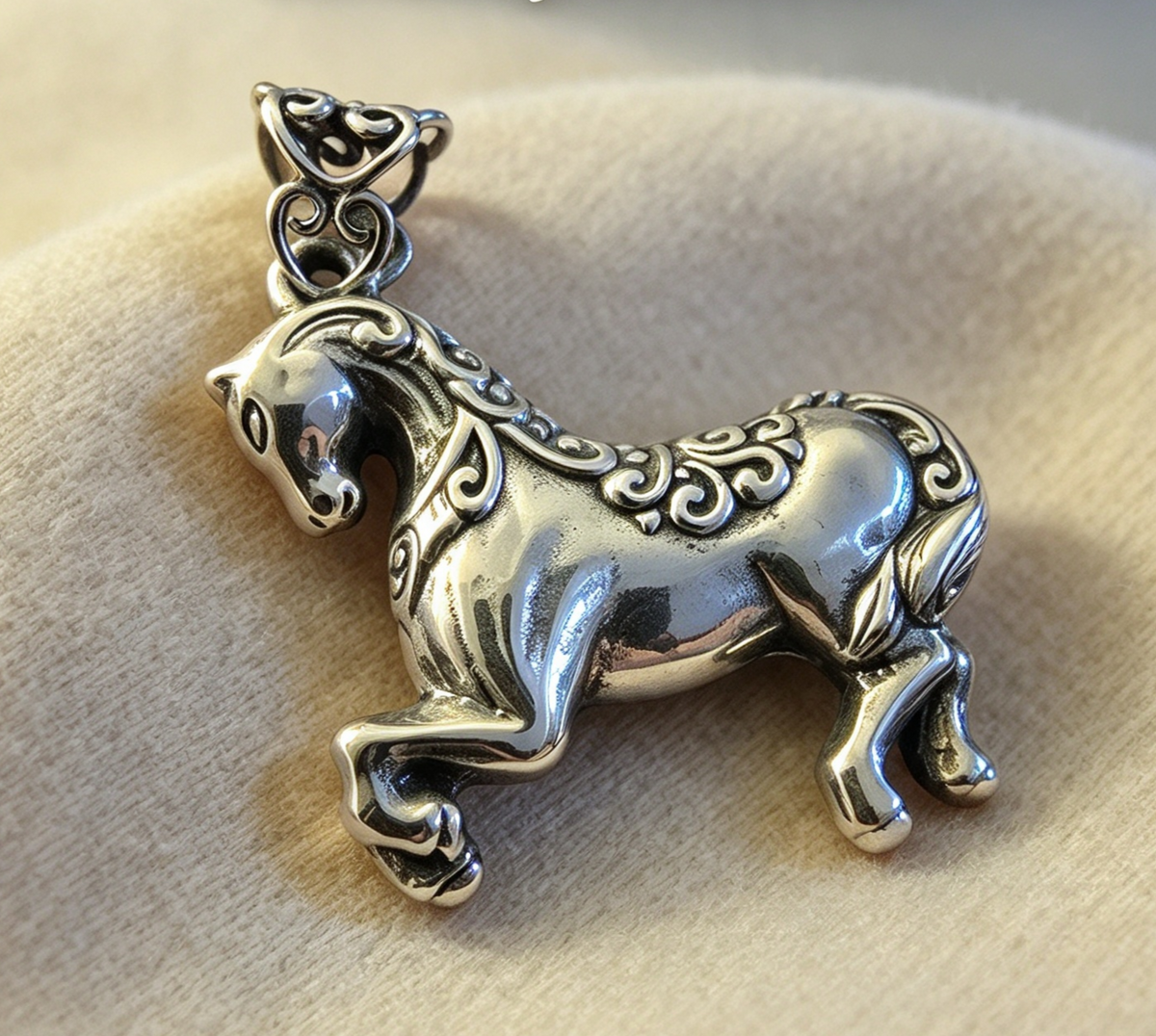 925 Sterling Silver Pendant.. Heavy Celtic Horse 4cm by 3.3cm