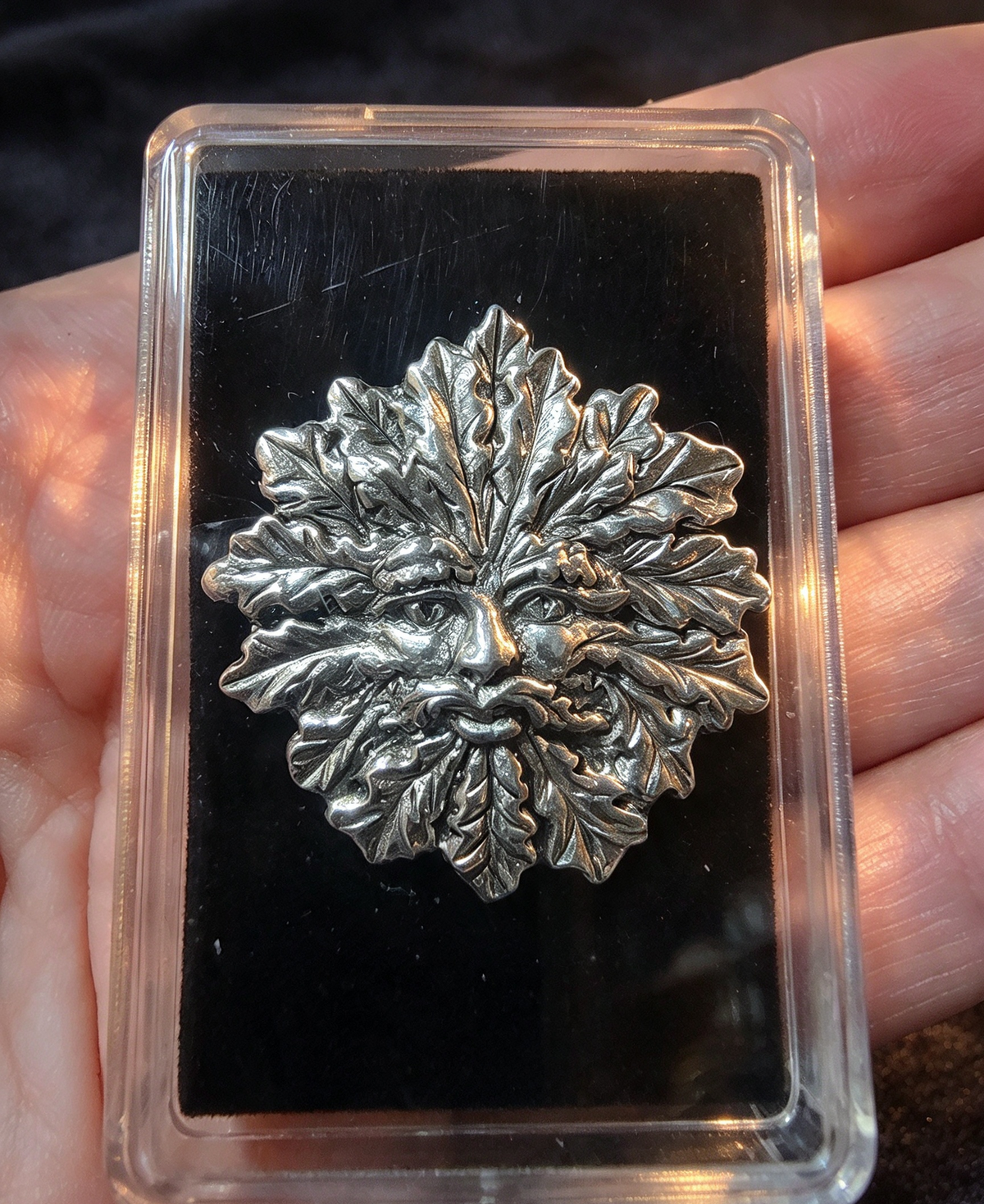 Green Man Pewter Pin Badge