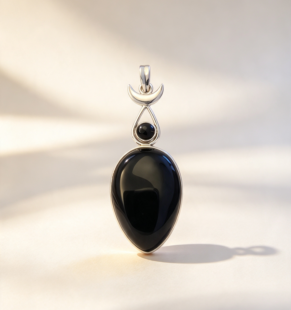 925 Sterling Silver Goddess Pendant  .. Onyx Set In 925 Sterling Silver..Large 5.5cm by 1.8cm